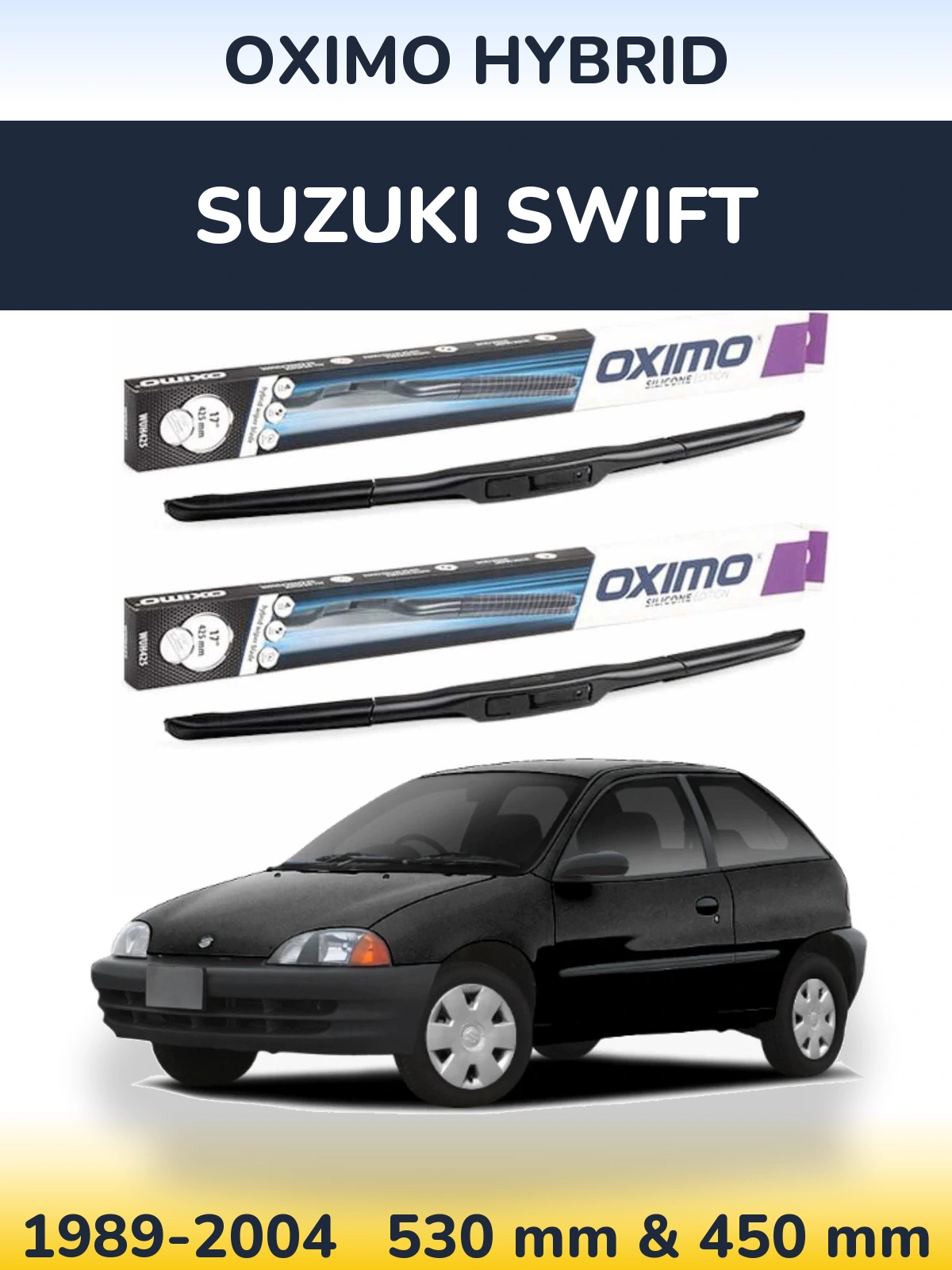 Комплект передних дворников Oximo Hybrid 530 & 450 мм для Suzuki Swift 1989-2004