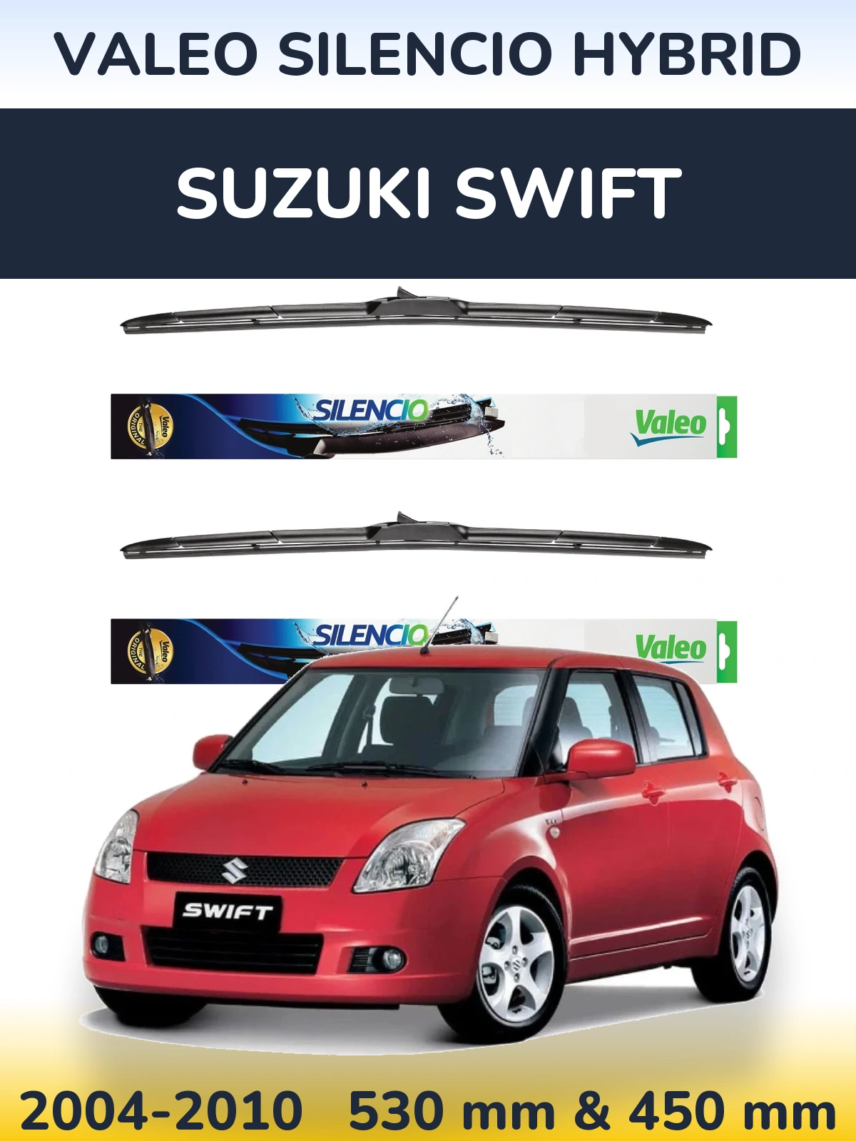 Комплект передних дворников Valeo Silencio Hybrid 530 & 450 мм для Suzuki Swift 2004-2010