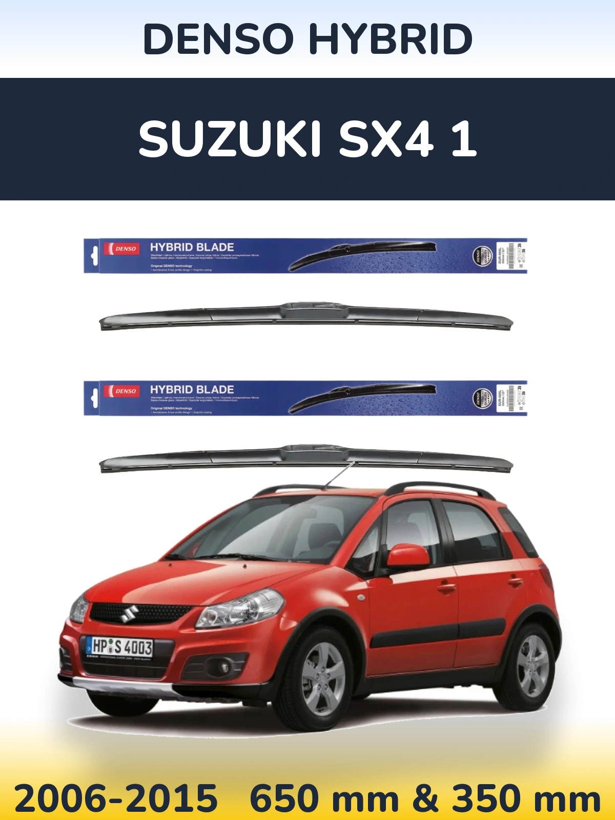 Комплект передних дворников Denso Hybrid 650 & 350 мм для Suzuki SX4 1 2006-2015
