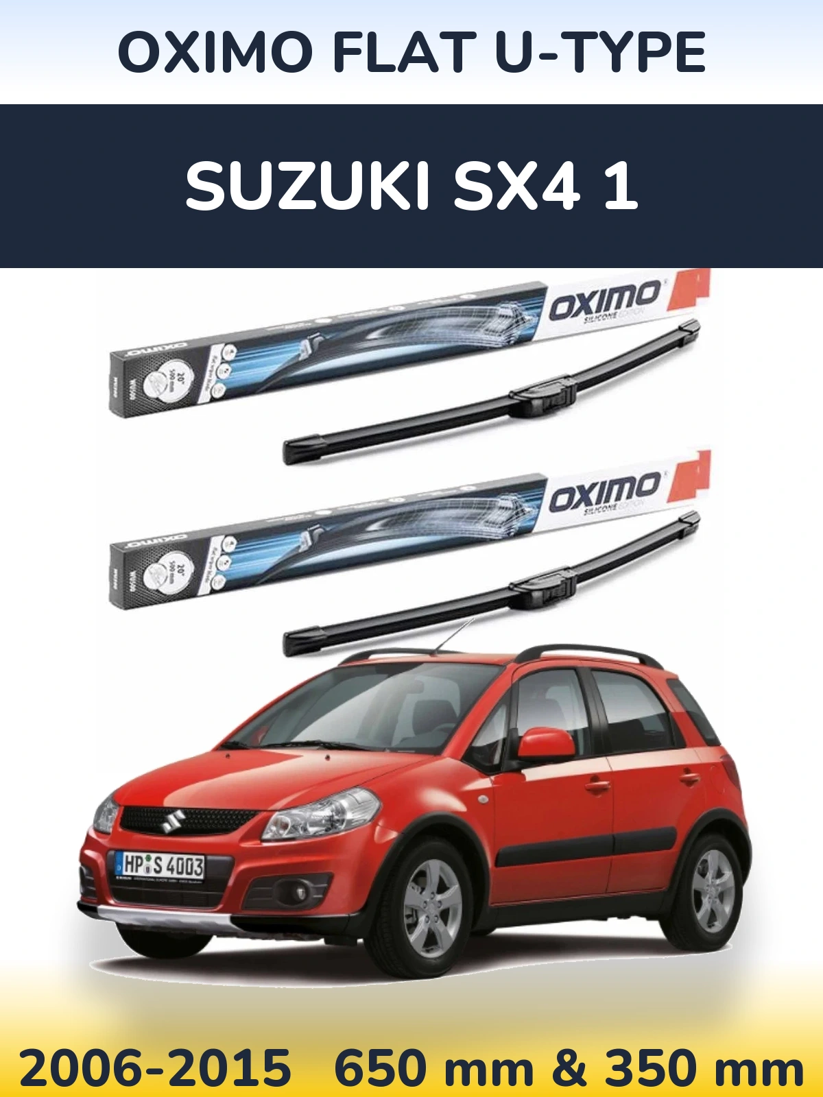 Комплект передних дворников Oximo Flat U-type 650 & 350 мм для Suzuki SX4 1 2006-2015