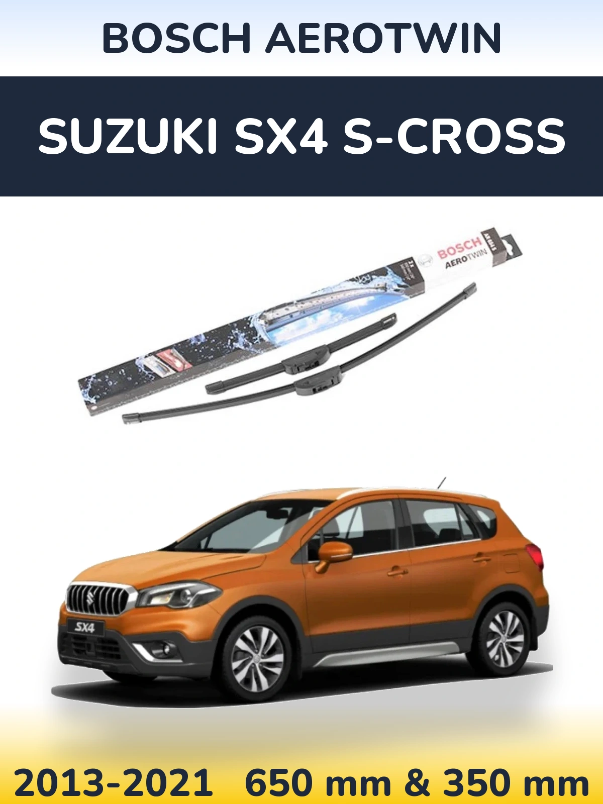 Комплект передних дворников BOSCH AeroTwin 650 & 350 мм для Suzuki SX4 S-Cross 2013-2021