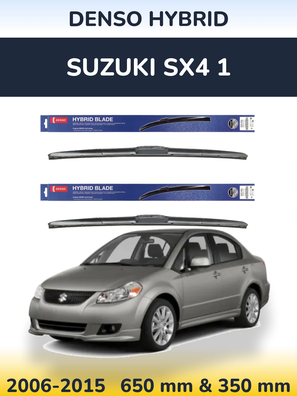 Komplet przednich wycieraczek Denso Hybrid 650 & 350 mm do Suzuki SX4 1 2006-2015