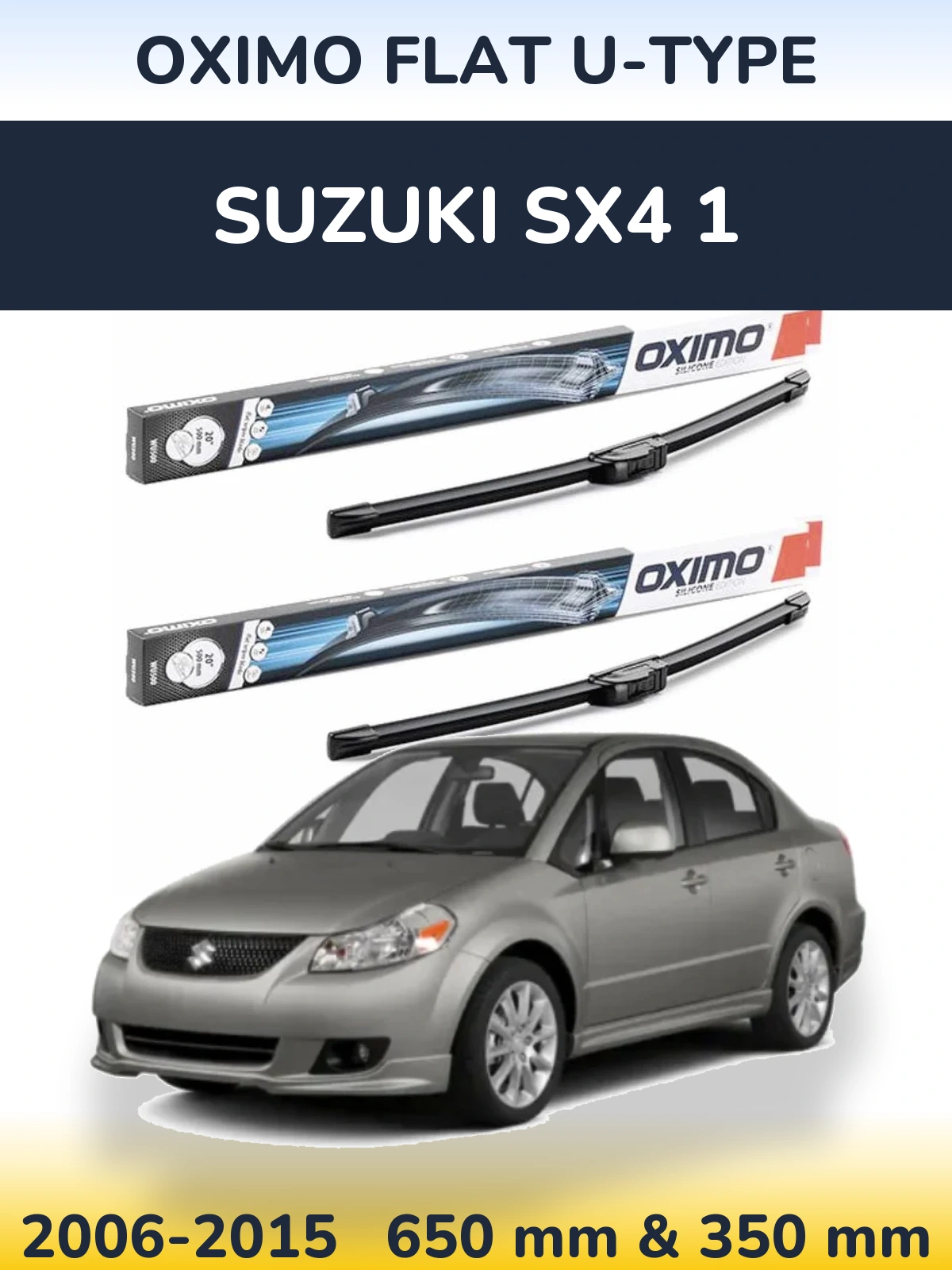 Komplet przednich wycieraczek Oximo Flat U-type 650 & 350 mm do Suzuki SX4 1 2006-2015