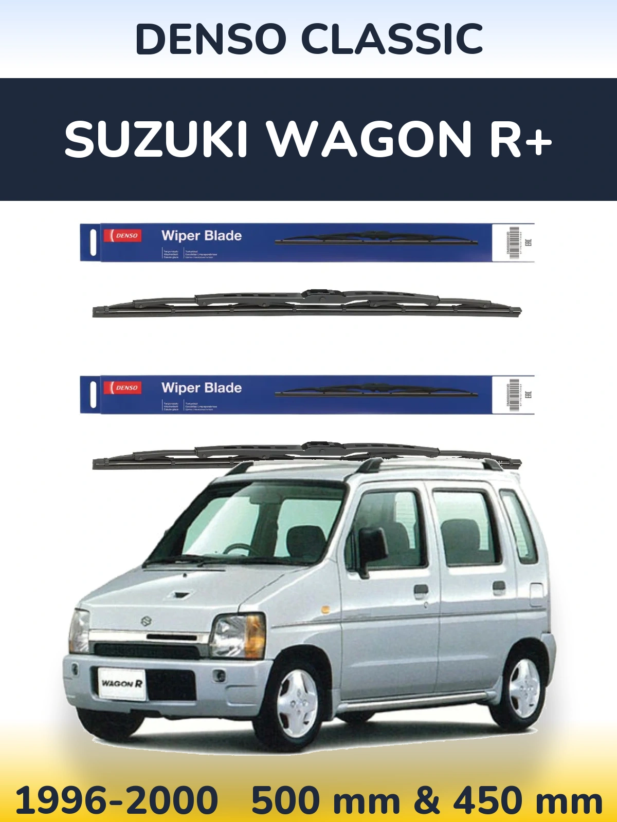 Komplet przednich wycieraczek Denso Classic 500 & 450 mm do Suzuki Wagon R+ 1996-2000