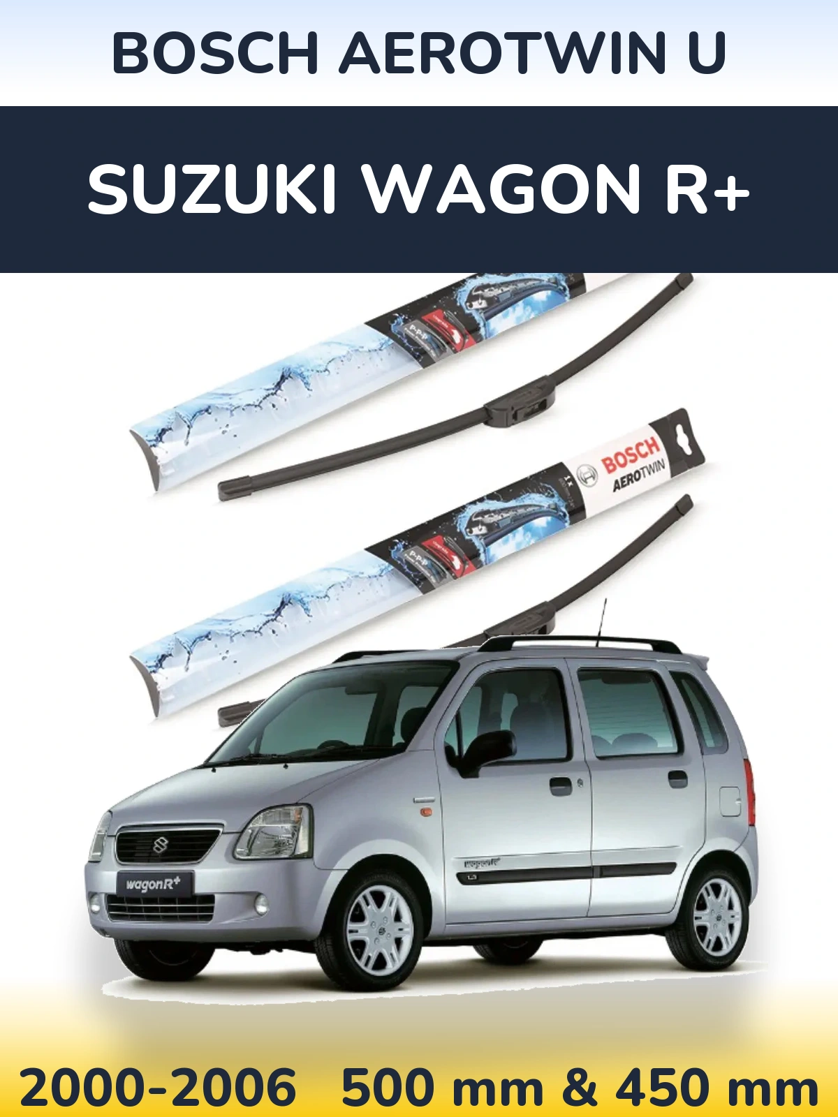 Komplet przednich wycieraczek BOSCH AeroTwin U 500 & 450 mm do Suzuki Wagon R+ 2000-2006