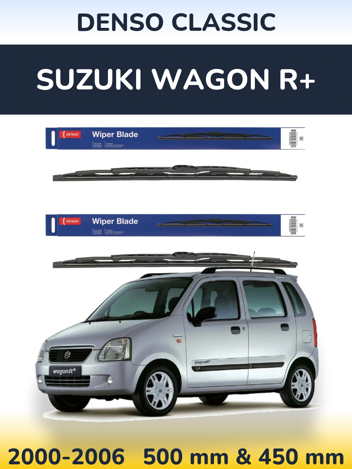 Komplet przednich wycieraczek Denso Classic 500 & 450 mm do Suzuki Wagon R+ 2000-2006