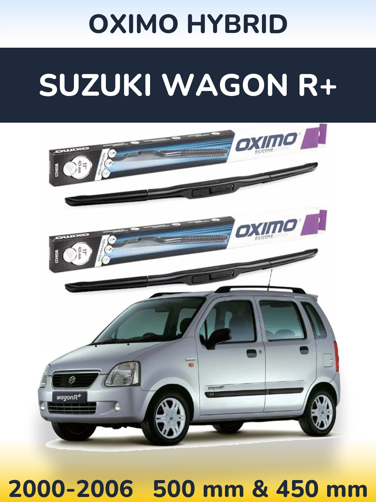 Komplet przednich wycieraczek Oximo Hybrid 500 & 450 mm do Suzuki Wagon R+ 2000-2006