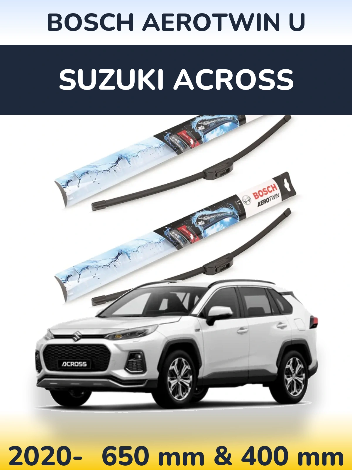 Komplet przednich wycieraczek BOSCH AeroTwin U 650 & 400 mm do Suzuki Across 2020-2026