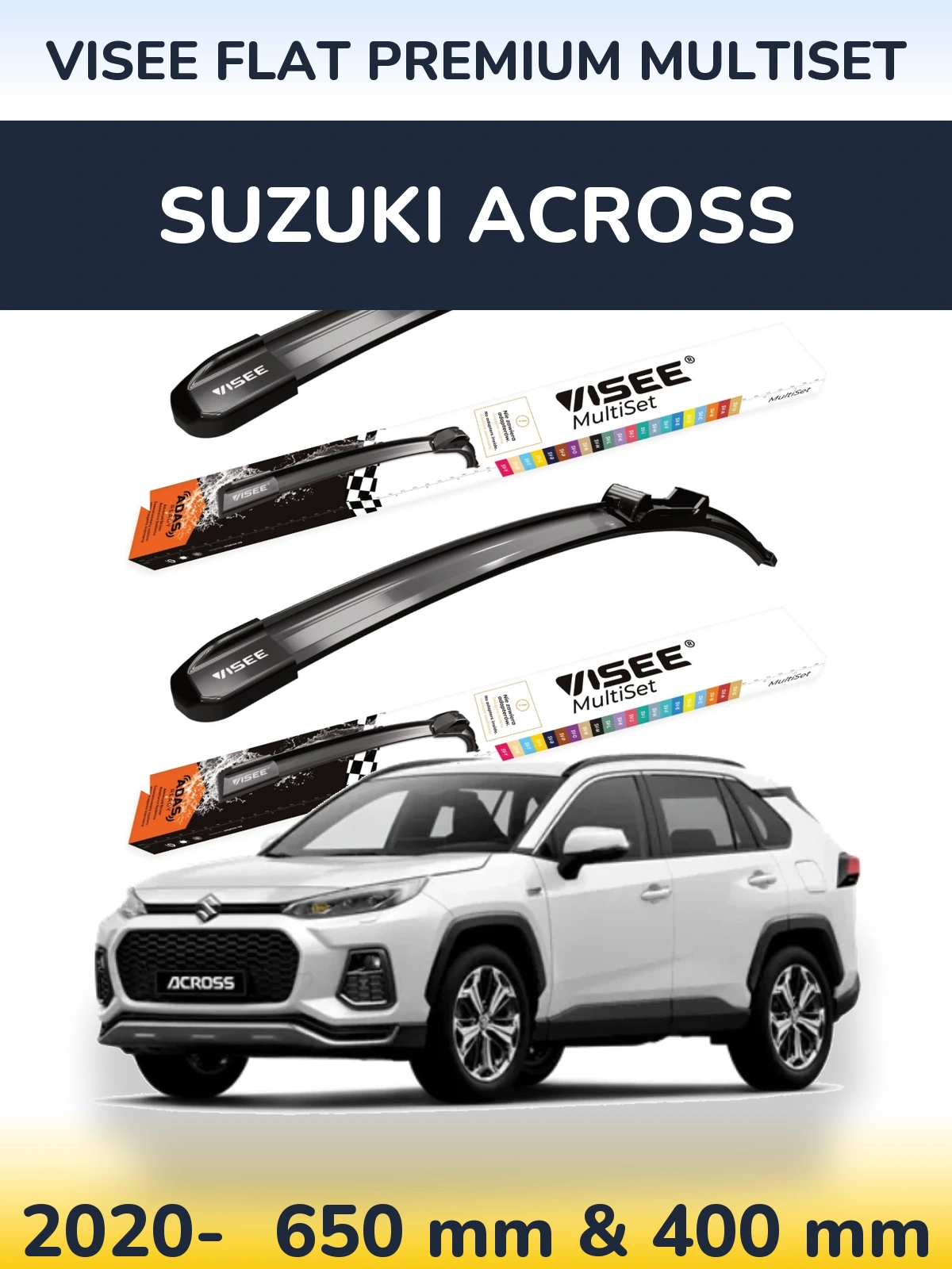 Комплект передних дворников VISEE FLAT PREMIUM MultiSet 650 & 400 мм для Suzuki Across 2020-2026