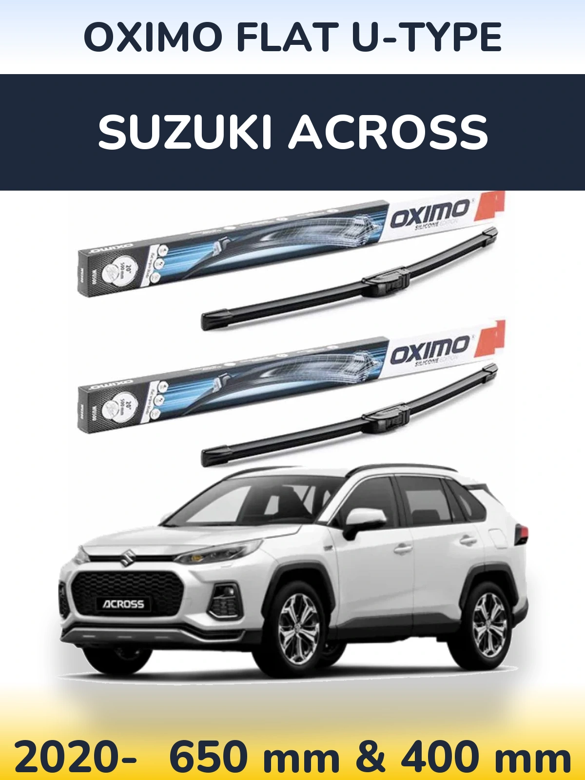 Komplet przednich wycieraczek Oximo Flat U-type 650 & 400 mm do Suzuki Across 2020-2026