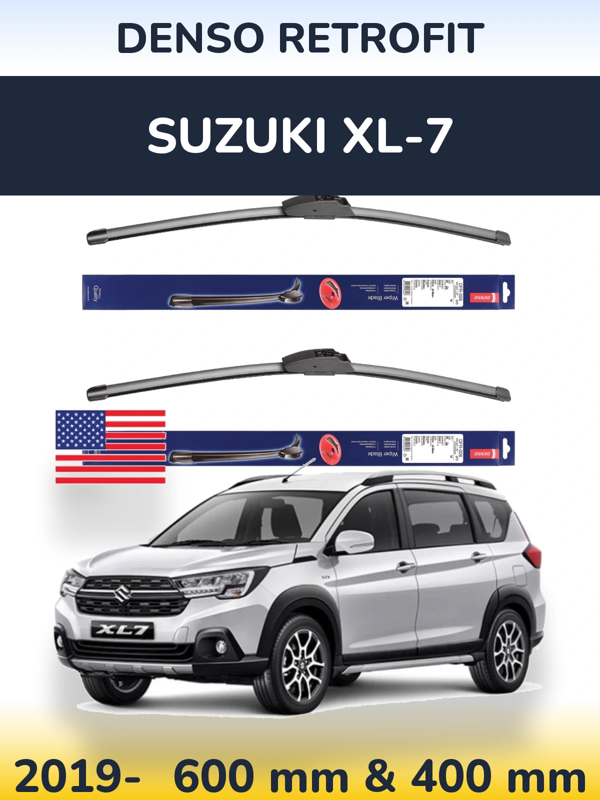 Комплект передних дворников Denso Retrofit 600 & 400 мм для Suzuki XL-7 2019-2026