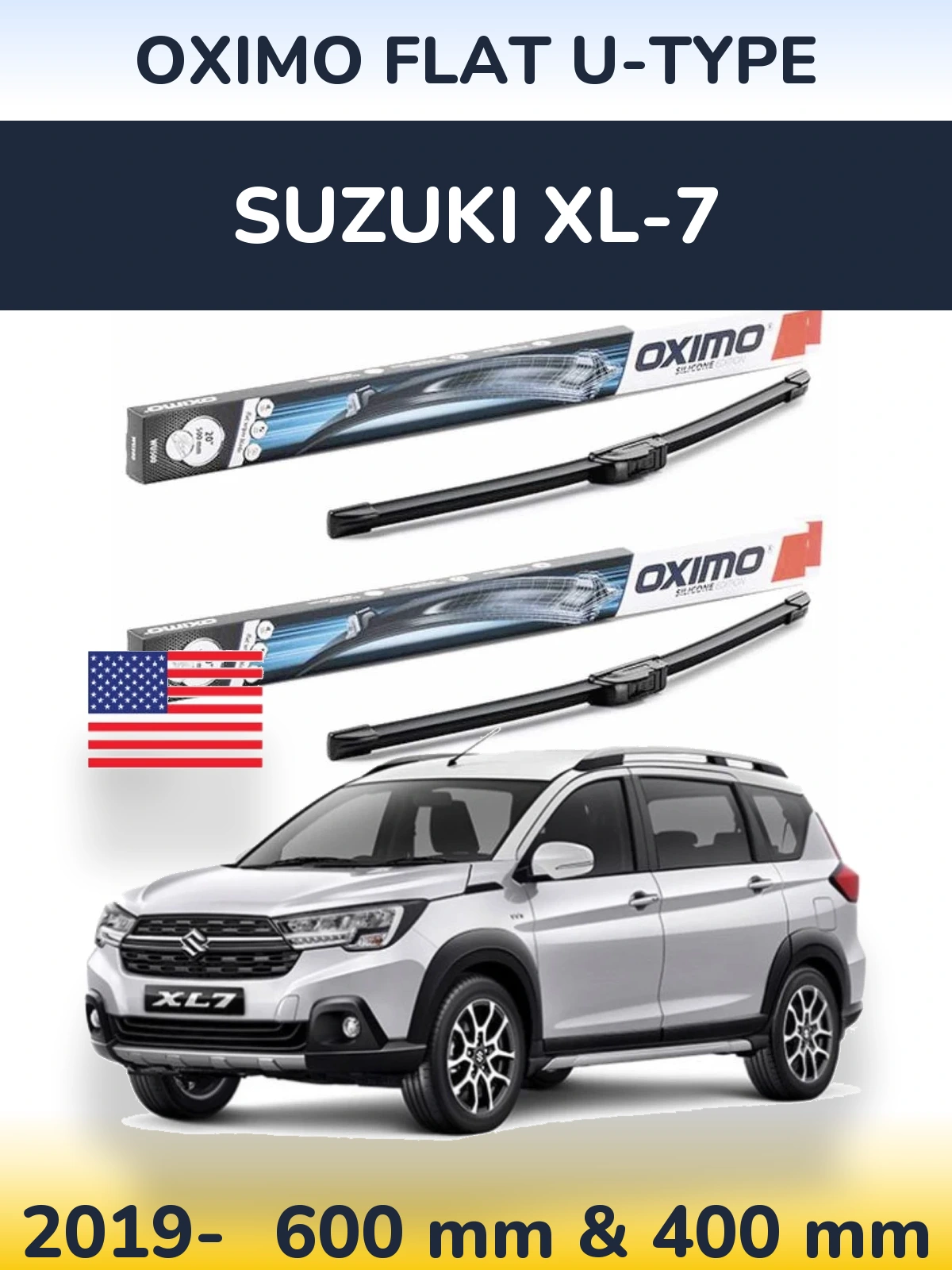 Komplet przednich wycieraczek Oximo Flat U-type 600 & 400 mm do Suzuki XL-7 2019-2026
