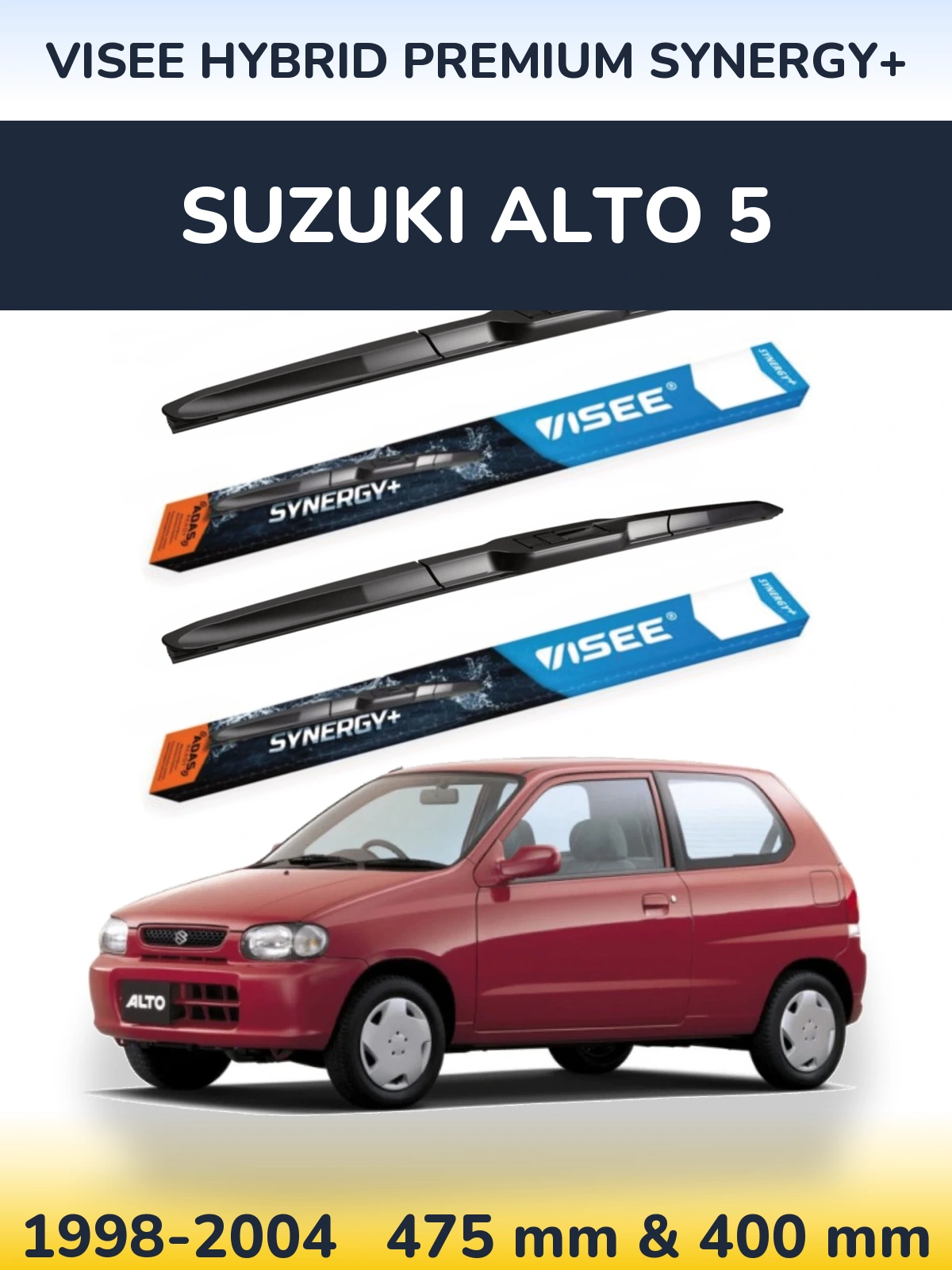 Komplet przednich wycieraczek VISEE HYBRID PREMIUM SYNERGY+ 475 & 400 mm do Suzuki Alto 5 1998-2004