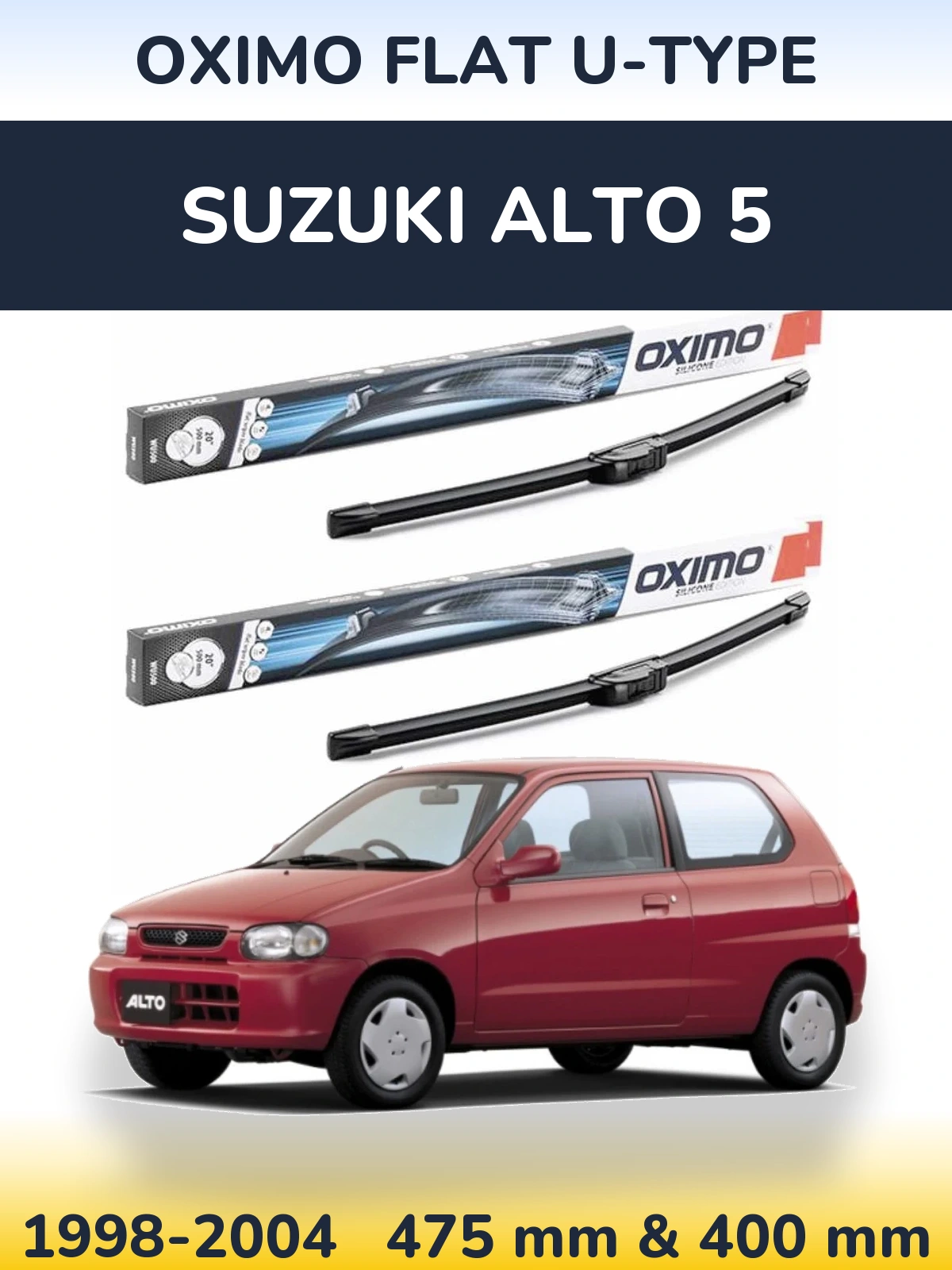 Комплект передних дворников Oximo Flat U-type 475 & 400 мм для Suzuki Alto 5 1998-2004