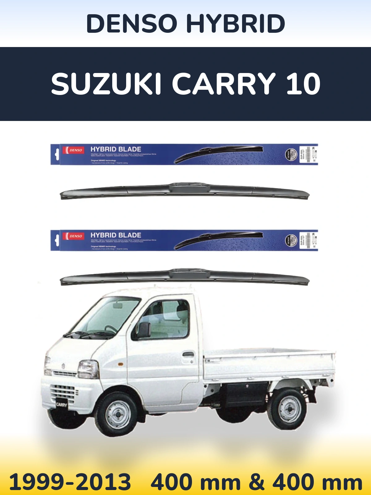 Komplet przednich wycieraczek Denso Hybrid 400 & 400 mm do Suzuki Carry 10 1999-2013