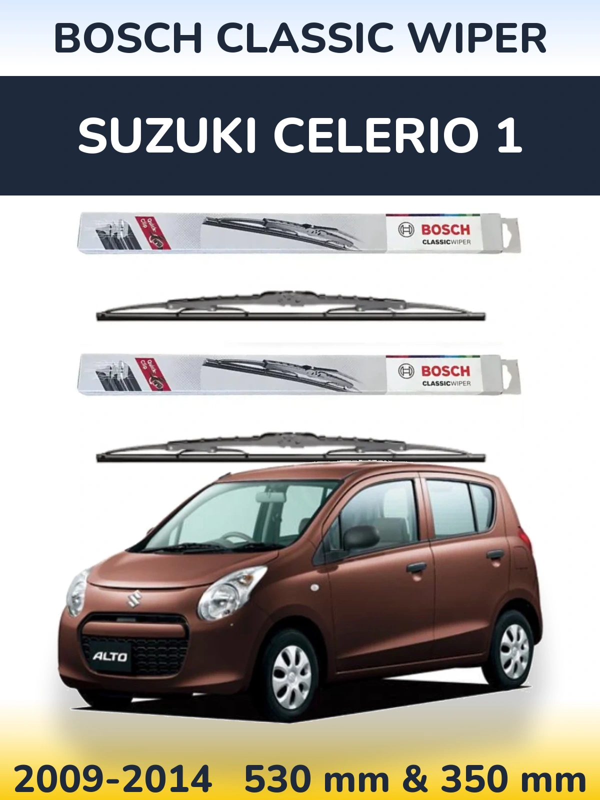 Комплект передних дворников BOSCH Classic Wiper 530 & 340 мм для Suzuki Celerio 1 2009-2014