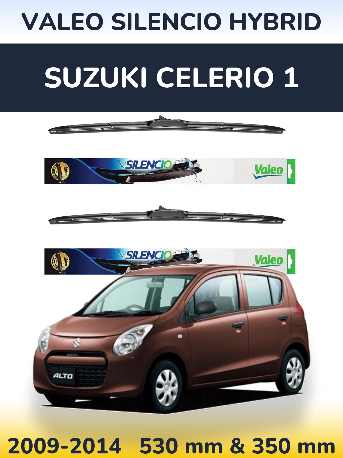 Komplet przednich wycieraczek Valeo Silencio Hybrid 530 & 350 mm do Suzuki Celerio 1 2009-2014