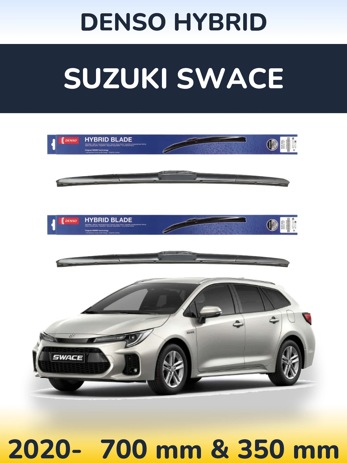 Komplet przednich wycieraczek Denso Hybrid 700 & 350 mm do Suzuki Swace 2020-2026