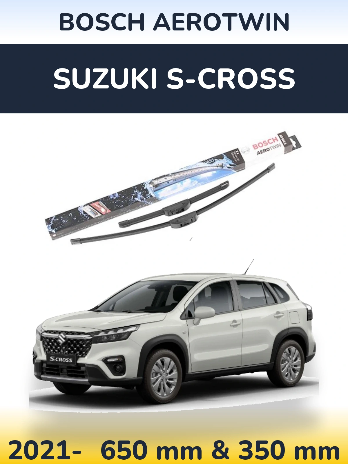 Komplet przednich wycieraczek BOSCH AeroTwin 650 & 350 mm do Suzuki S-Cross 2021-2026