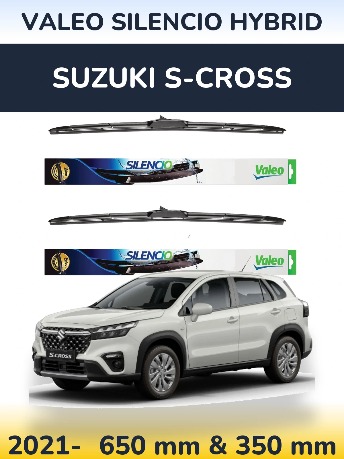 Комплект передних дворников Valeo Silencio Hybrid 650 & 350 мм для Suzuki S-Cross 2021-2026