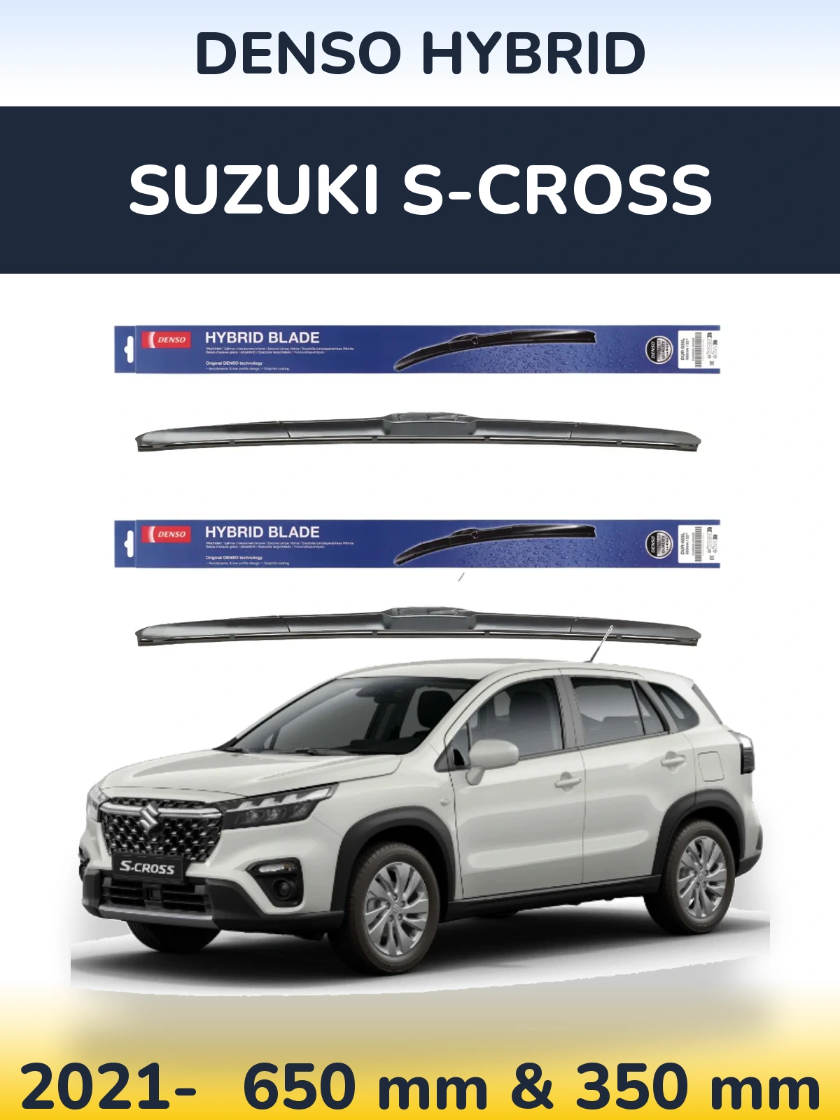 Komplet przednich wycieraczek Denso Hybrid 650 & 350 mm do Suzuki S-Cross 2021-2026