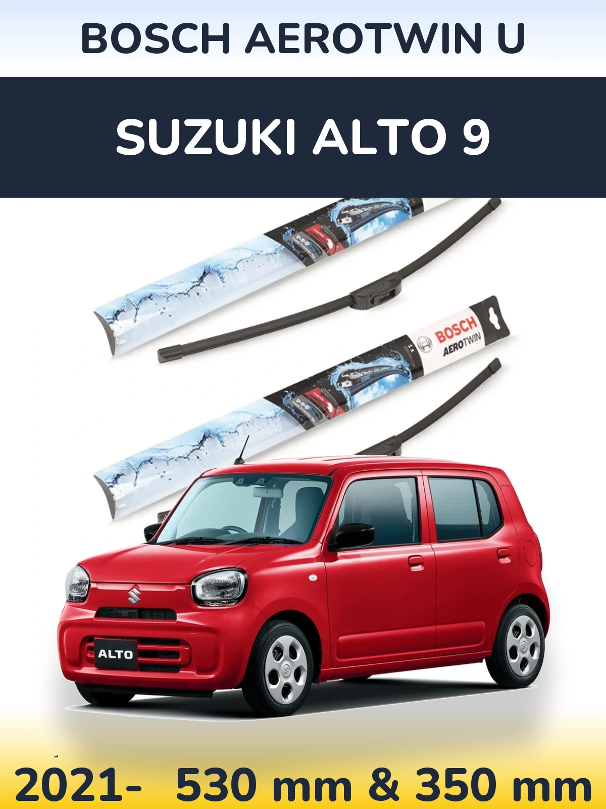 Komplet przednich wycieraczek BOSCH AeroTwin U 530 & 350 mm do Suzuki Alto 9 2021-2026
