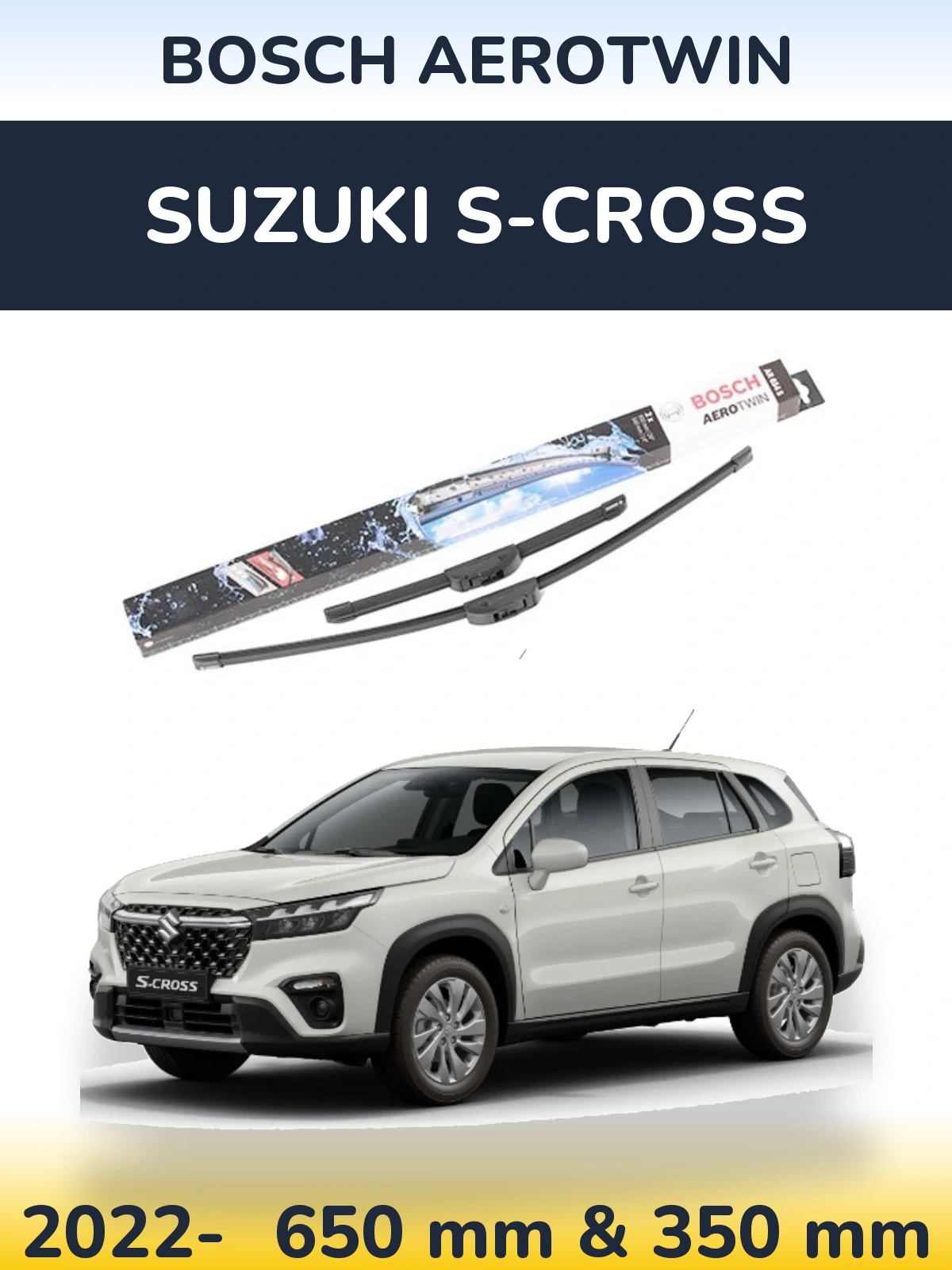 Komplet przednich wycieraczek BOSCH AeroTwin 650 & 350 mm do Suzuki S-Cross 2022-2026