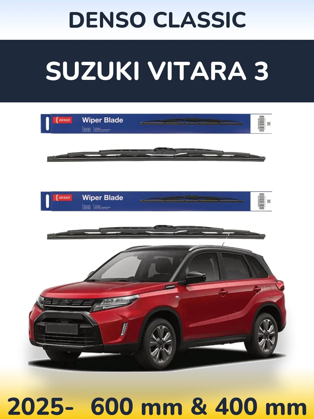 Komplet przednich wycieraczek Denso Classic 600 & 400 mm do Suzuki Vitara 3 2025-2026