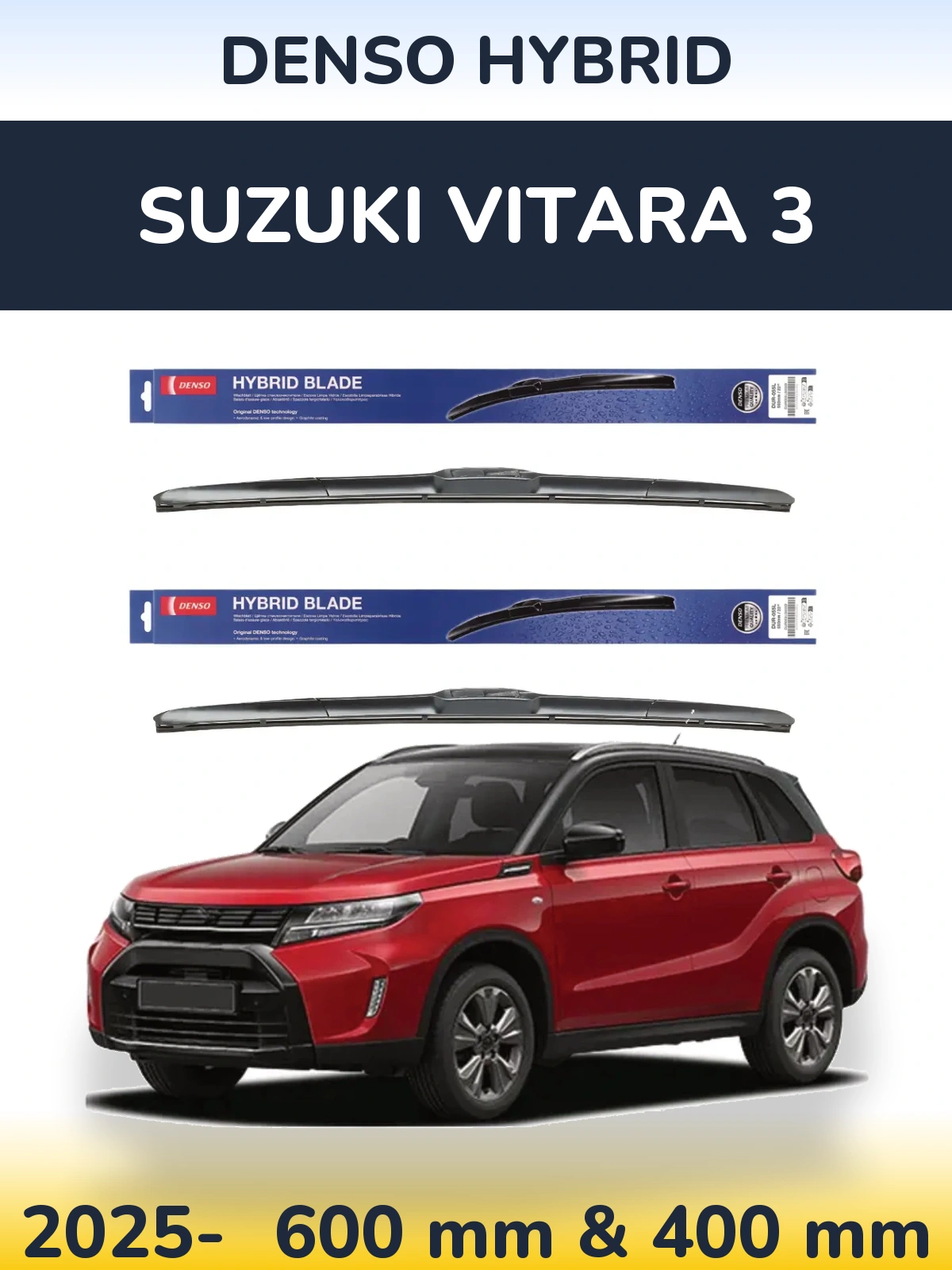Komplet przednich wycieraczek Denso Hybrid 600 & 400 mm do Suzuki Vitara 3 2025-2026