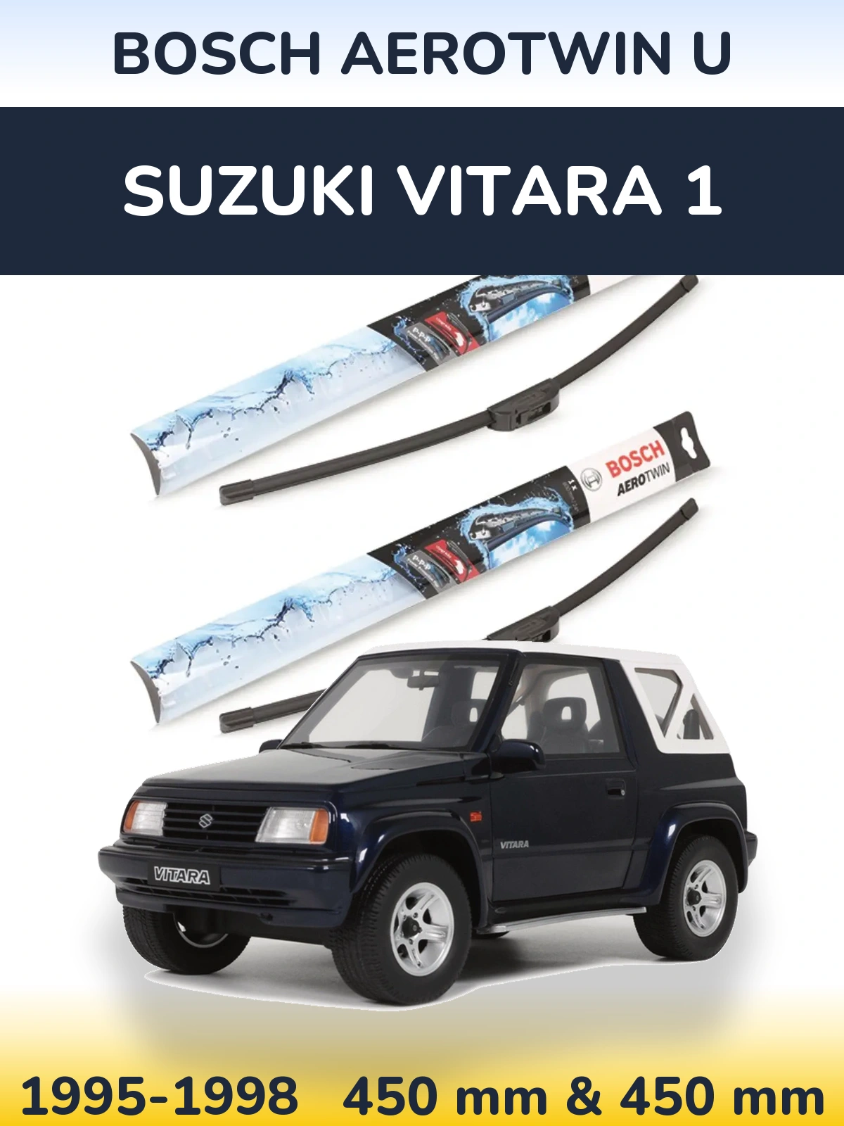 Комплект передних дворников BOSCH AeroTwin U 450 & 450 мм для Suzuki Vitara 1 1995-1998