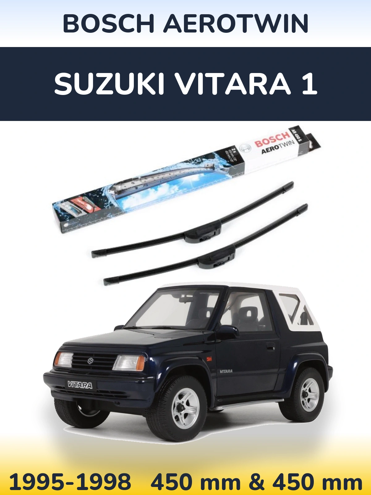Комплект передних дворников BOSCH AeroTwin 450 & 450 мм для Suzuki Vitara 1 1995-1998