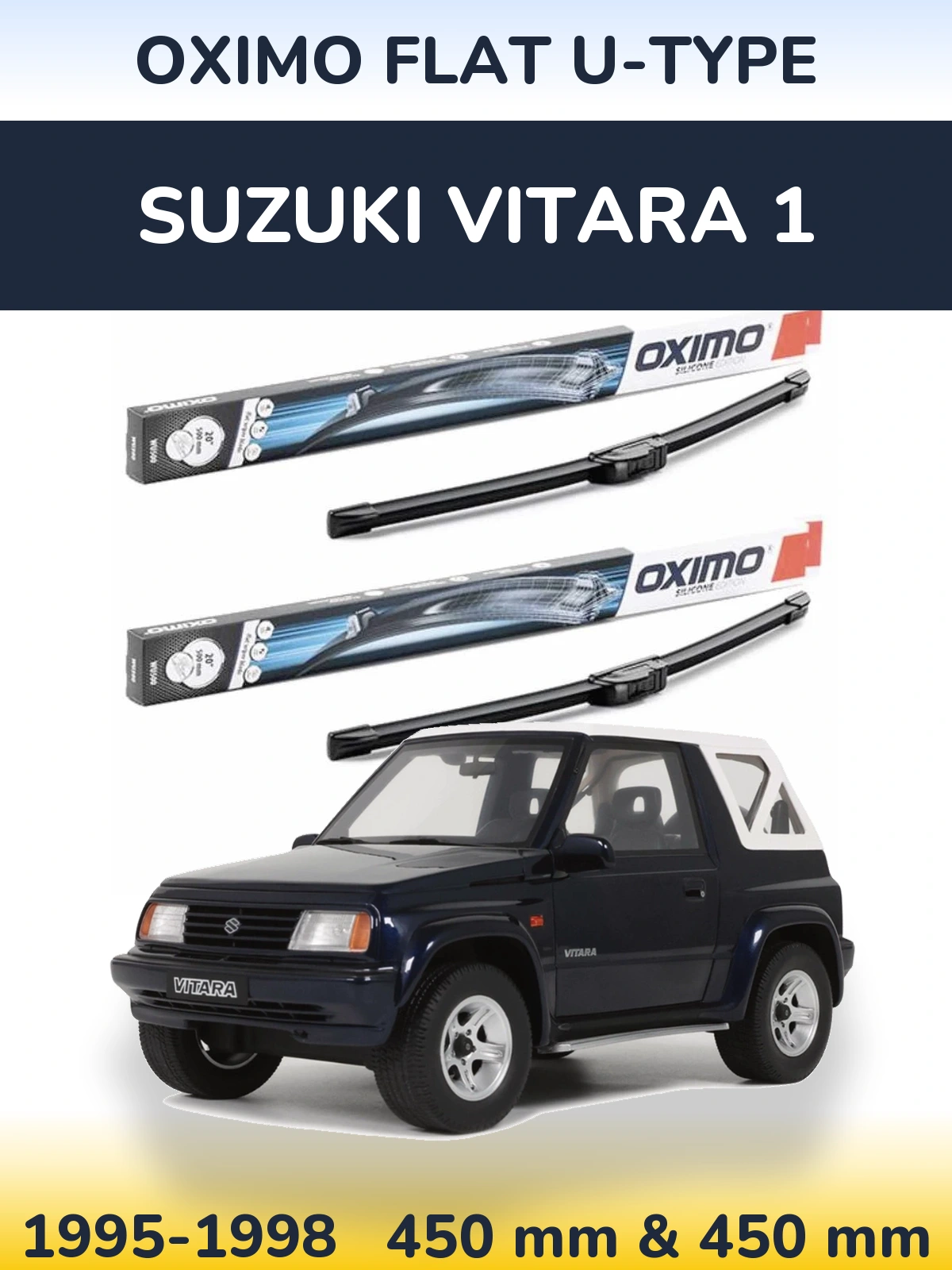 Комплект передних дворников Oximo Flat U-type 450 & 450 мм для Suzuki Vitara 1 1995-1998