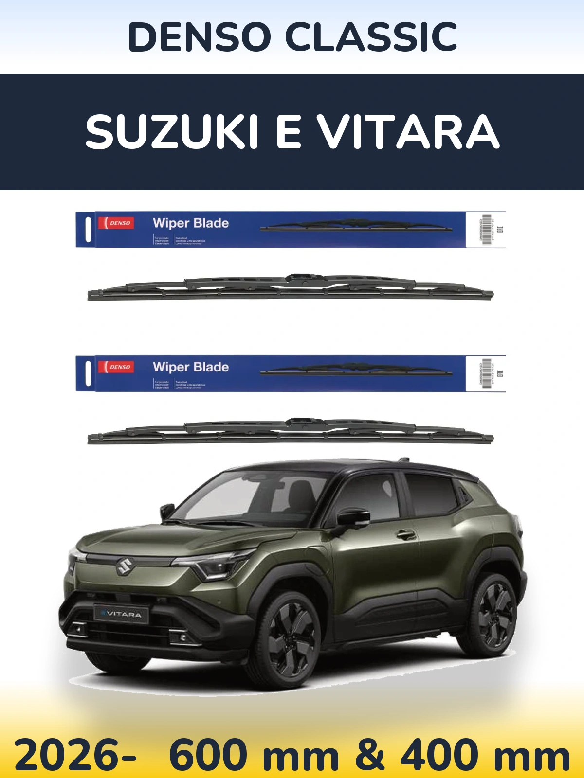 Komplet przednich wycieraczek Denso Classic 600 & 400 mm do Suzuki e Vitara 2026-2026