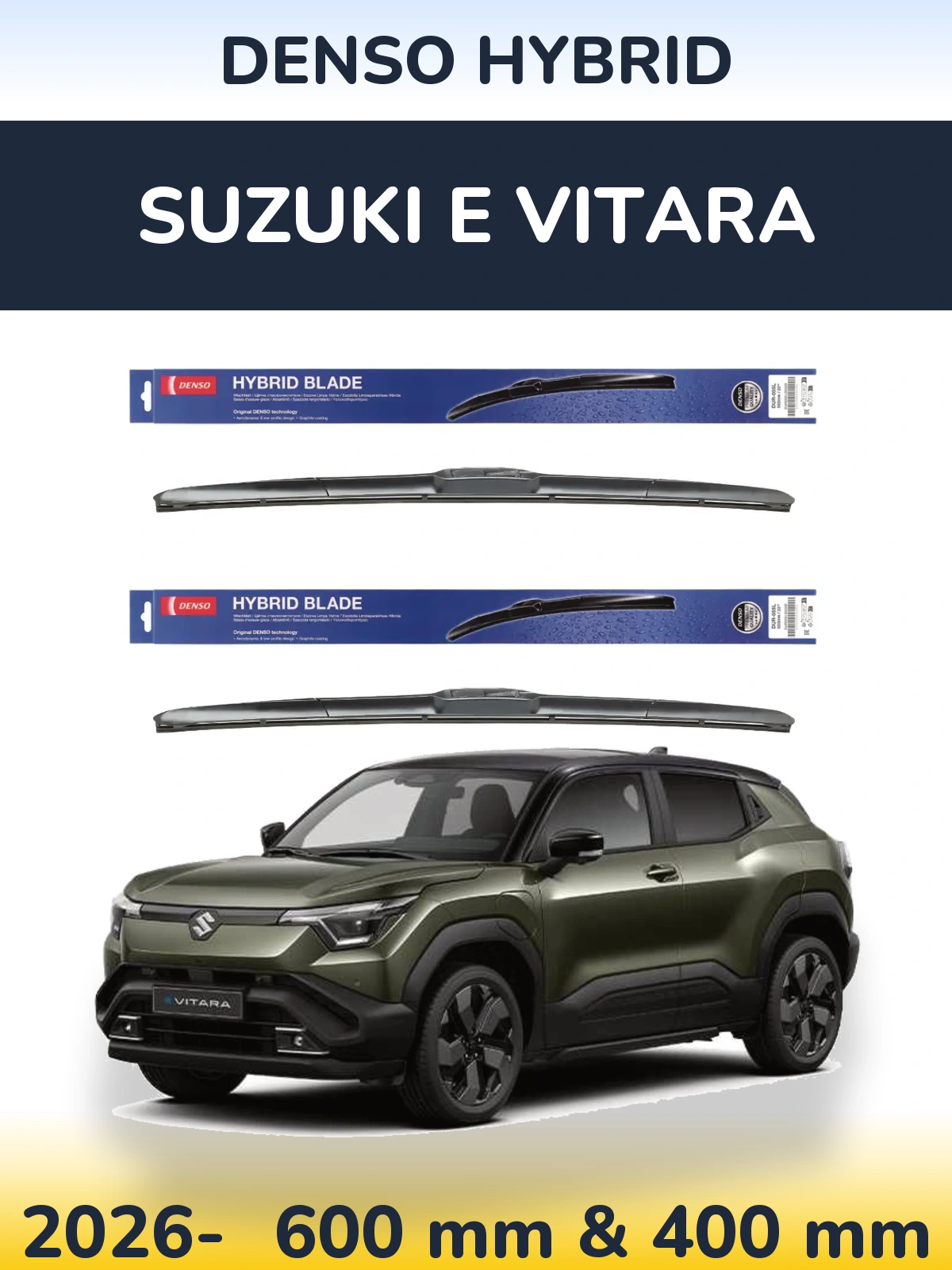 Komplet przednich wycieraczek Denso Hybrid 600 & 400 mm do Suzuki e Vitara 2026-2026