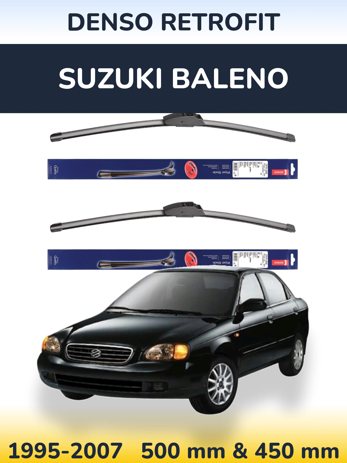 Комплект передних дворников Denso Retrofit 500 & 450 мм для Suzuki Baleno 1995-2007