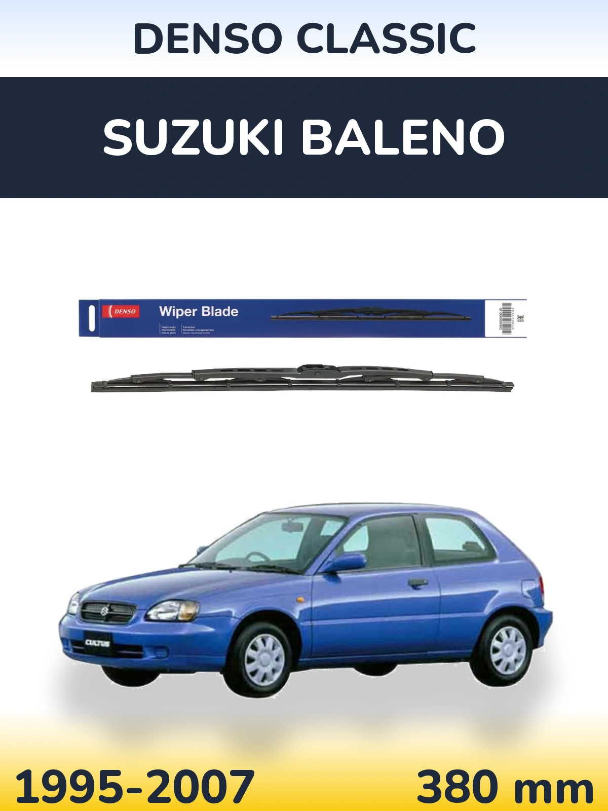 Rear wiper blade Denso Classic 380 mm for Suzuki Baleno 1995-2007