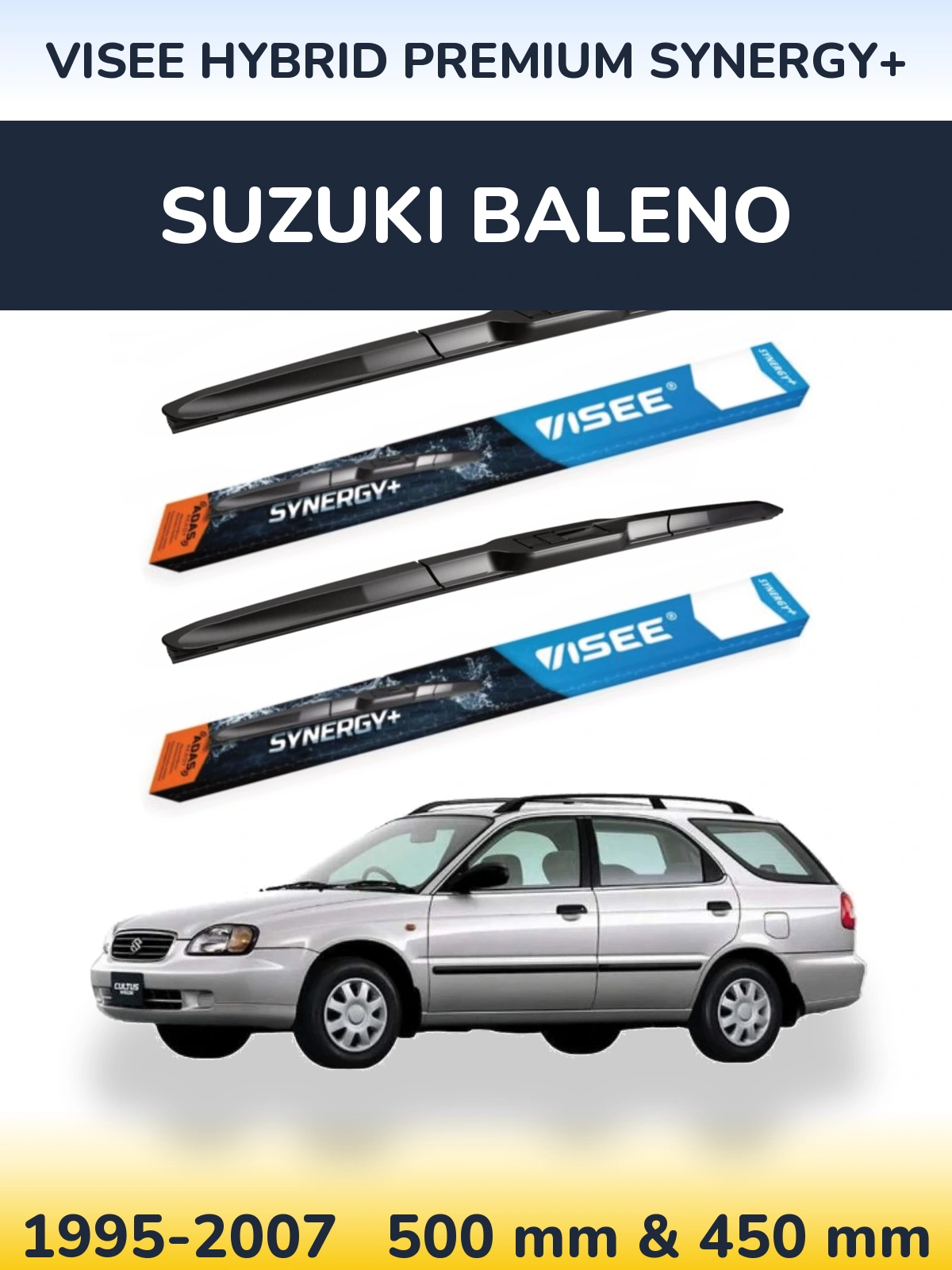 Комплект передних дворников VISEE HYBRID PREMIUM SYNERGY+ 500 & 450 мм для Suzuki Baleno 1995-2007