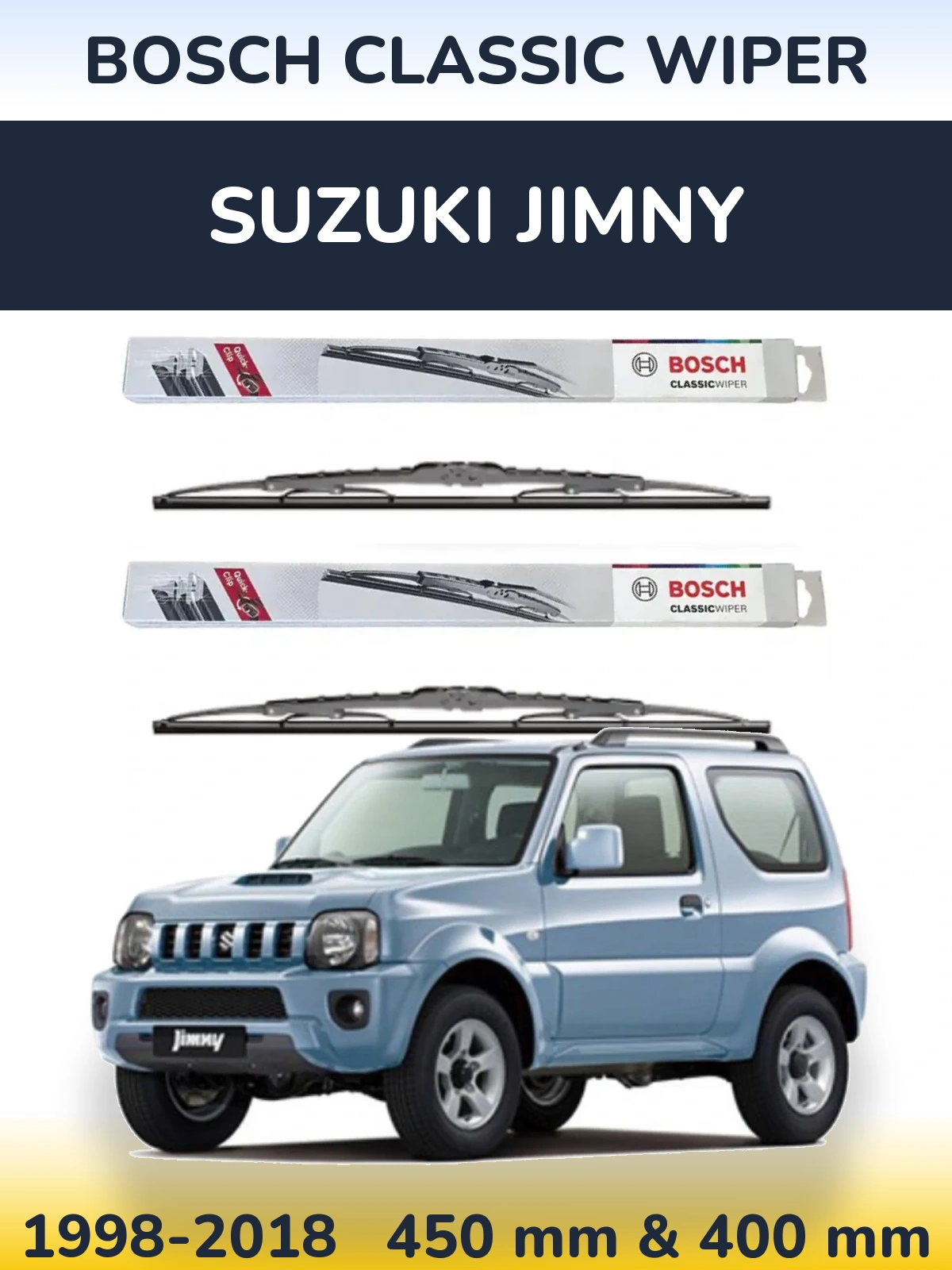 Комплект передних дворников BOSCH Classic Wiper 450 & 400 мм для Suzuki Jimny 1998-2018