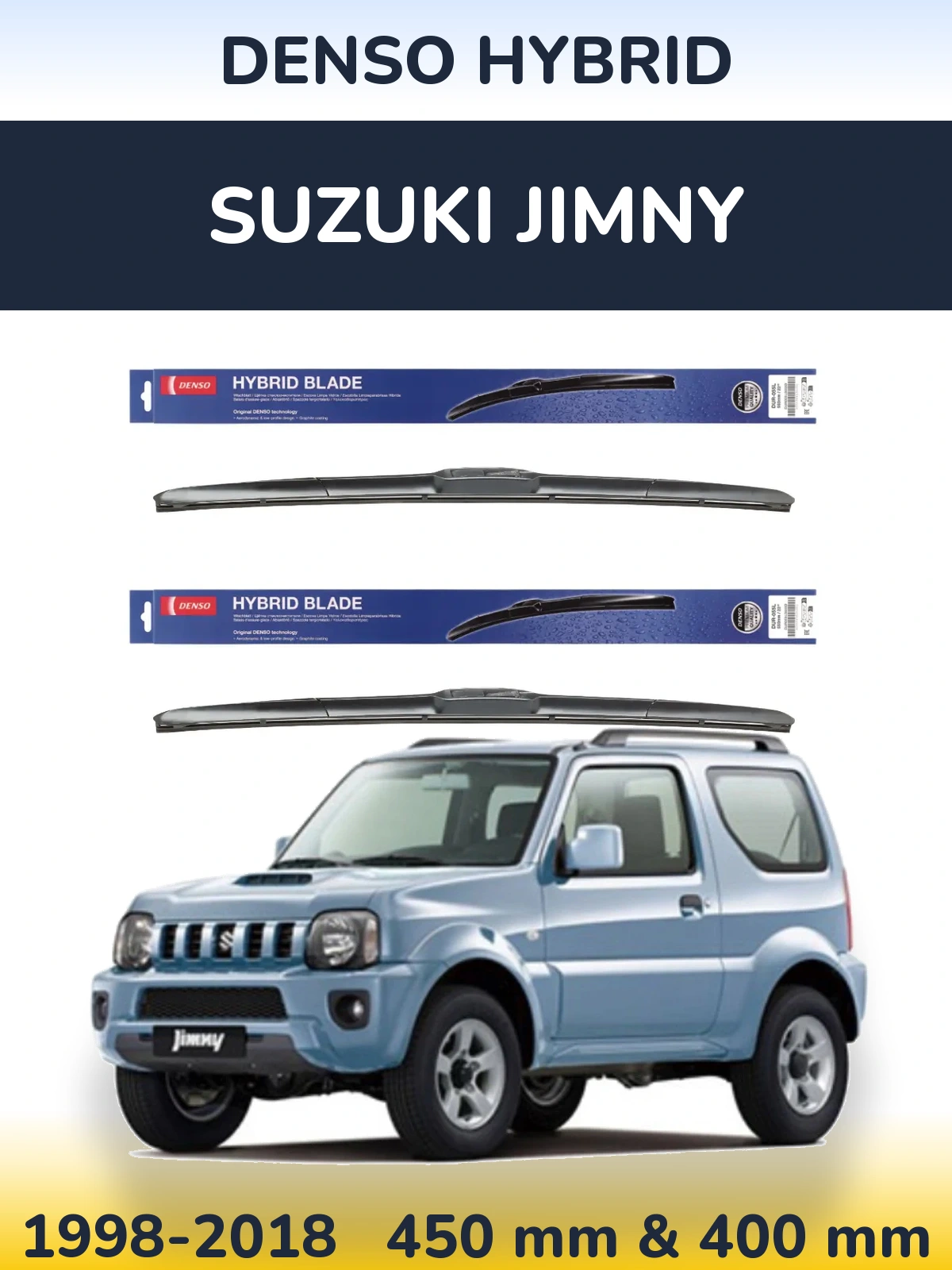 Komplet przednich wycieraczek Denso Hybrid 450 & 400 mm do Suzuki Jimny 1998-2018