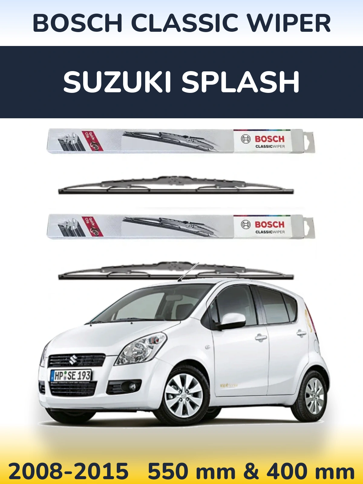 Комплект передних дворников BOSCH Classic Wiper 550 & 400 мм для Suzuki Splash 2008-2015