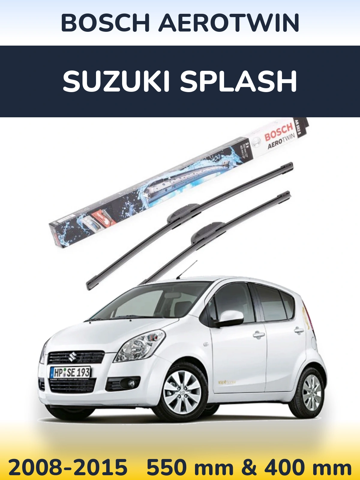 Komplet przednich wycieraczek BOSCH AeroTwin 550 & 400 mm do Suzuki Splash 2008-2015