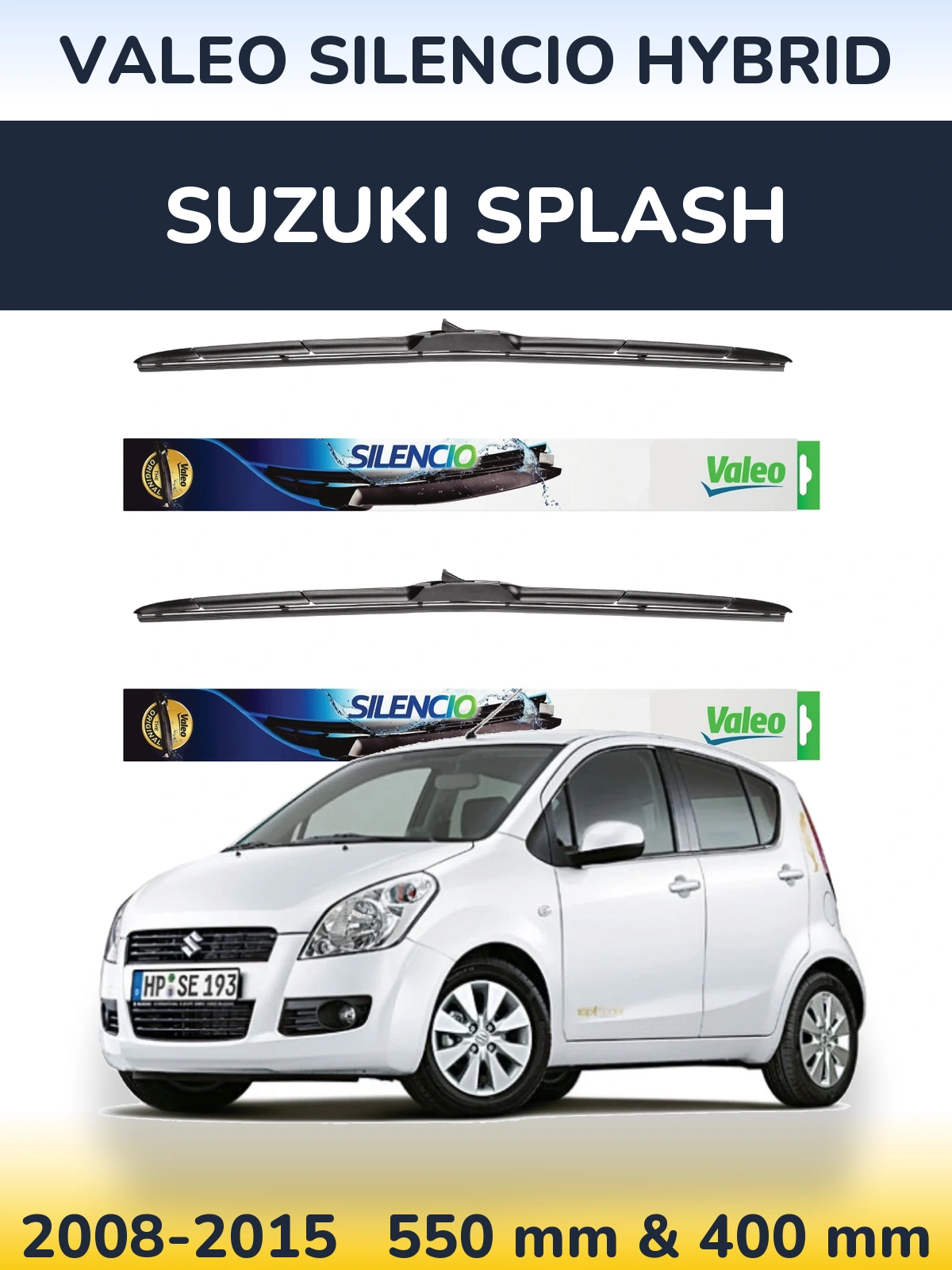 Komplet przednich wycieraczek Valeo Silencio Hybrid 550 & 400 mm do Suzuki Splash 2008-2015