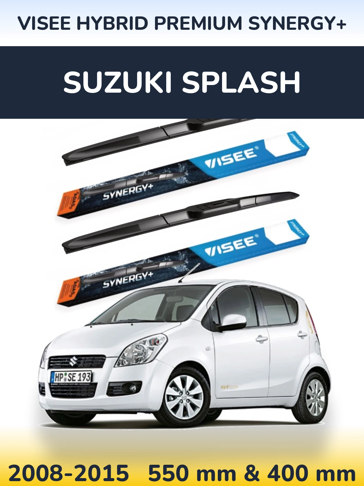 Komplet przednich wycieraczek VISEE HYBRID PREMIUM SYNERGY+ 550 & 400 mm do Suzuki Splash 2008-2015