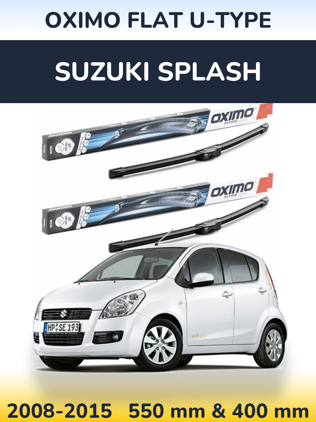 Комплект передних дворников Oximo Flat U-type 550 & 400 мм для Suzuki Splash 2008-2015