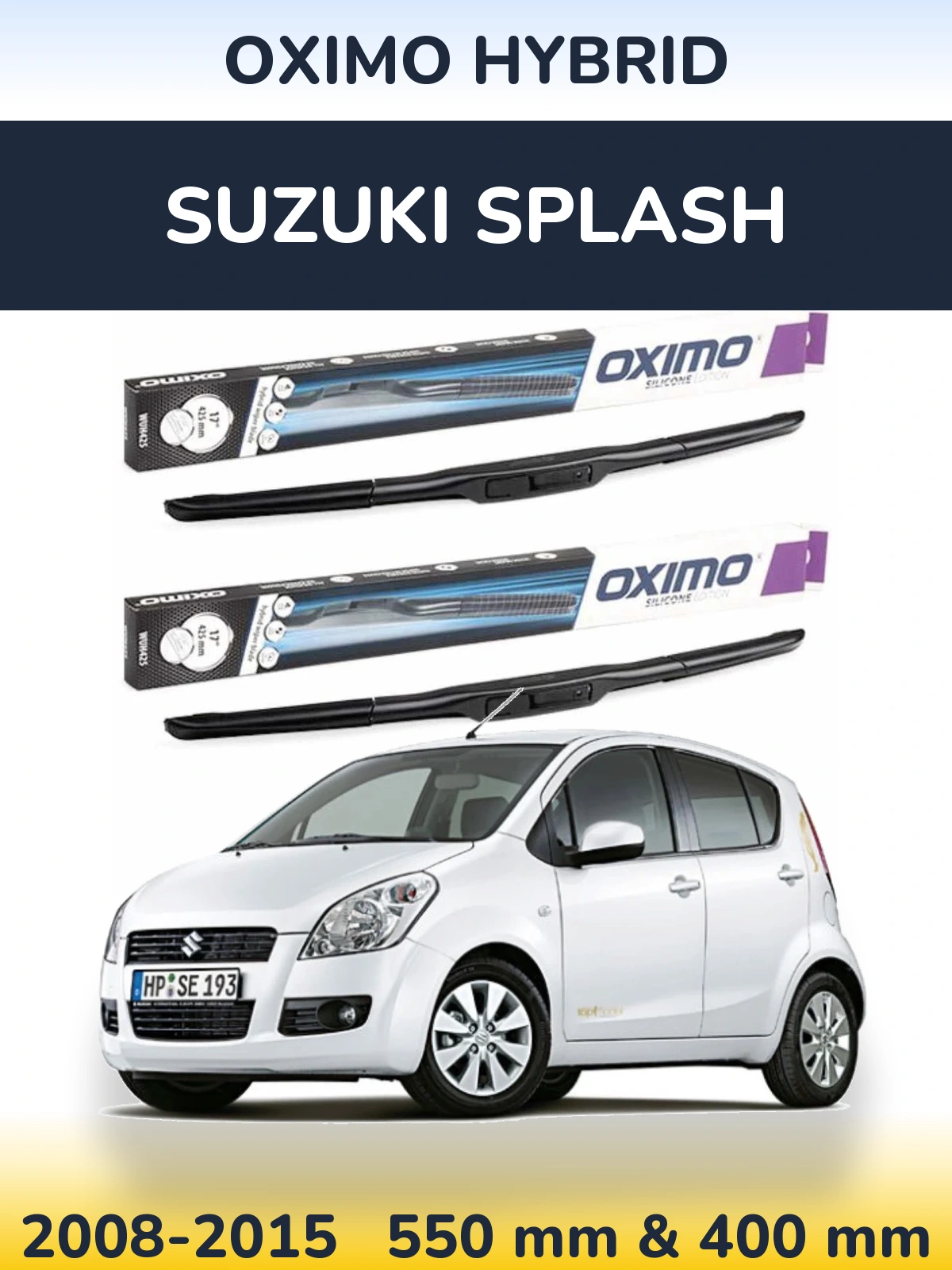 Komplet przednich wycieraczek Oximo Hybrid 550 & 400 mm do Suzuki Splash 2008-2015