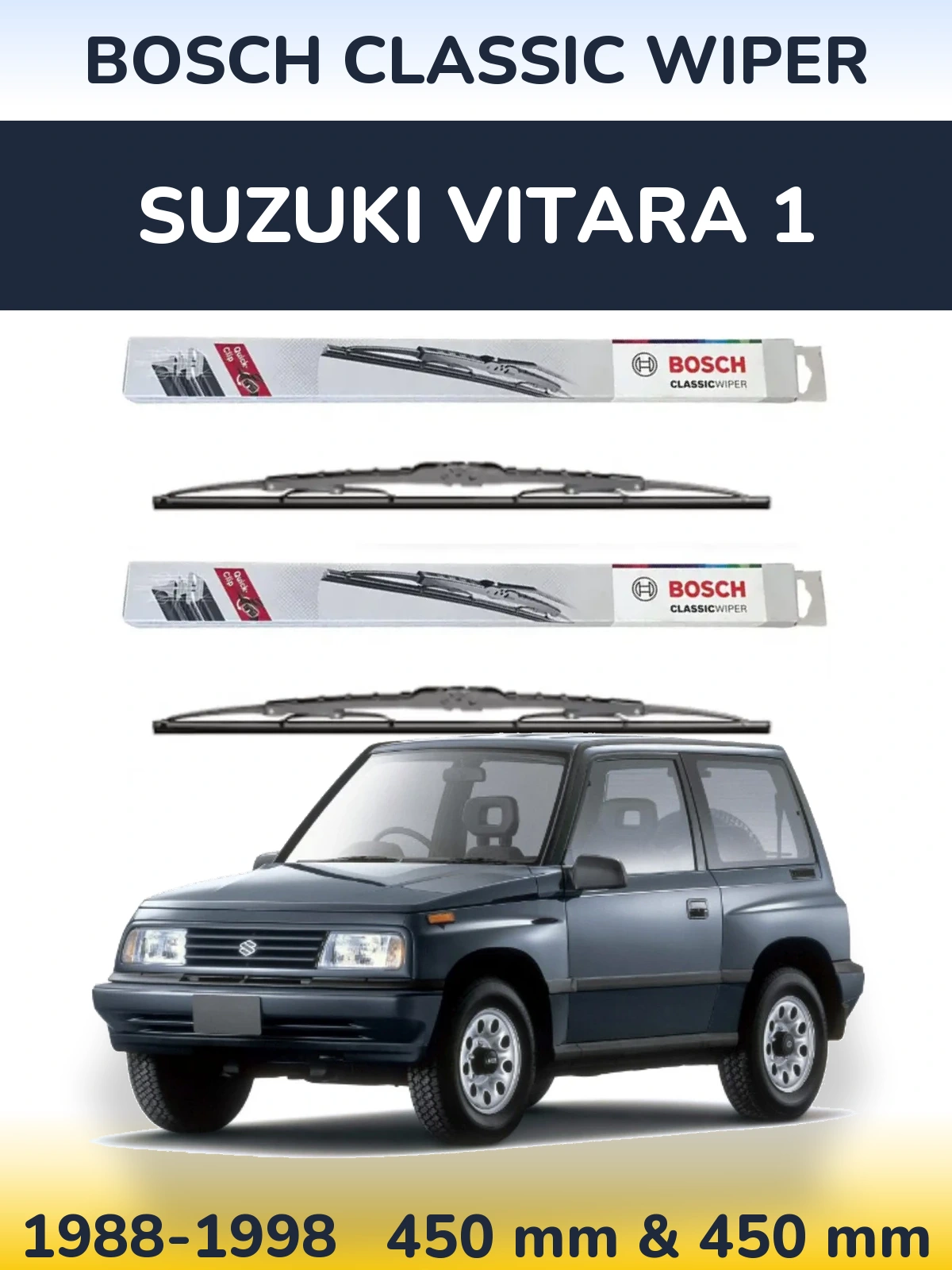 Komplet przednich wycieraczek BOSCH Classic Wiper 450 & 450 mm do Suzuki Vitara 1 1988-1998