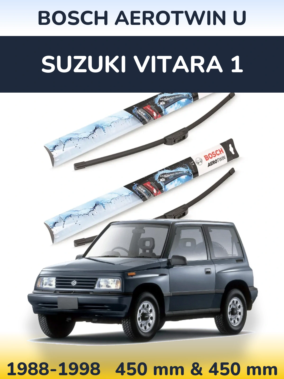 Komplet przednich wycieraczek BOSCH AeroTwin U 450 & 450 mm do Suzuki Vitara 1 1988-1998
