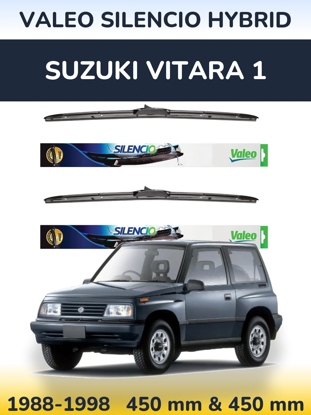 Комплект передних дворников Valeo Silencio Hybrid 450 & 450 мм для Suzuki Vitara 1 1988-1998