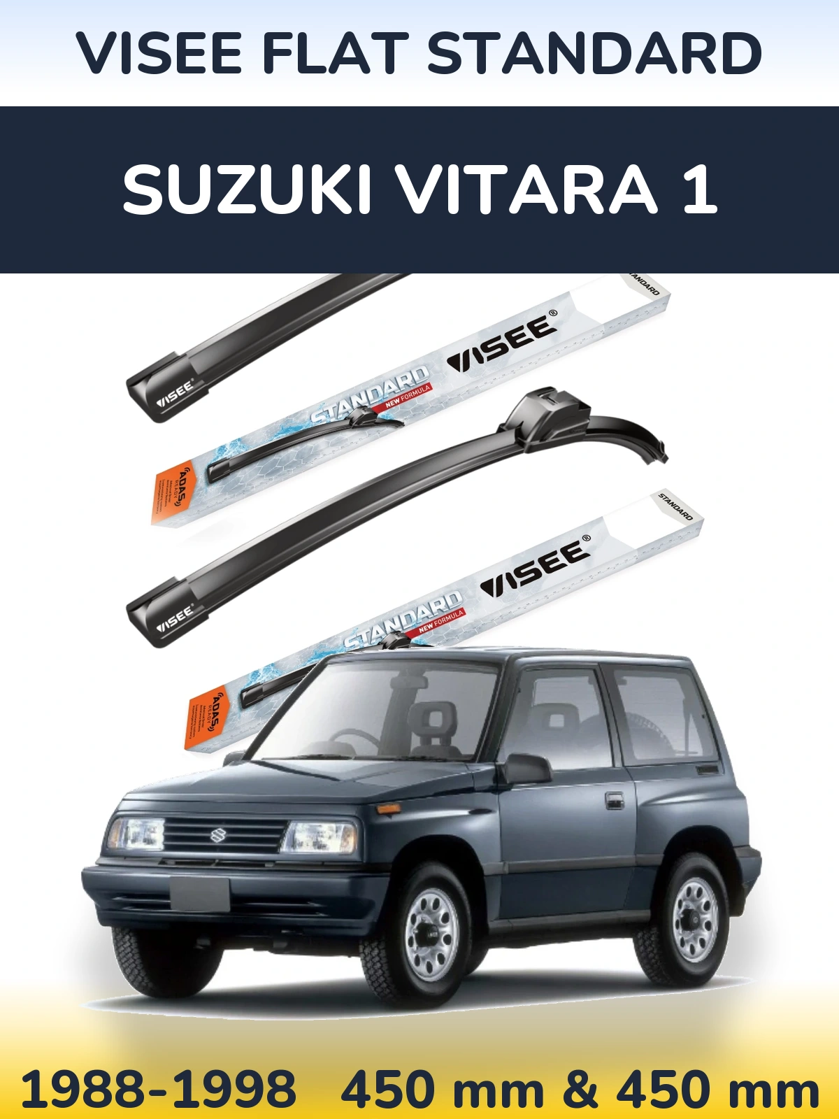 Комплект передних дворников VISEE FLAT STANDARD 450 & 450 мм для Suzuki Vitara 1 1988-1998