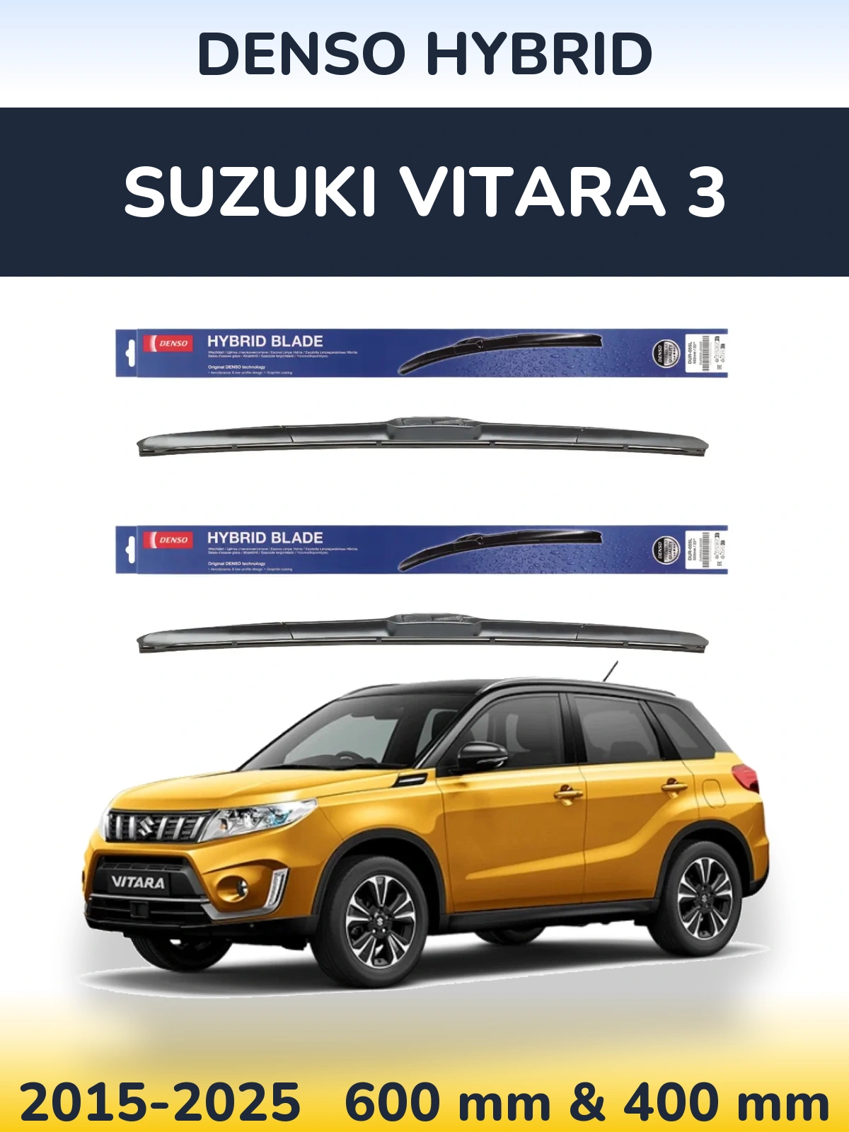 Komplet przednich wycieraczek Denso Hybrid 600 & 400 mm do Suzuki Vitara 3 2015-2025